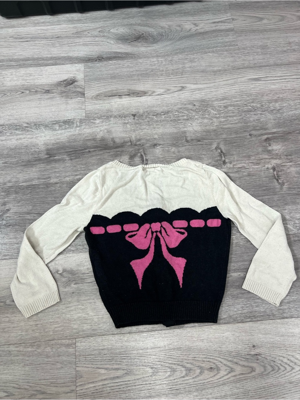 RARE Vintage Betsey Johnson Bow Cardigan Pink Black S